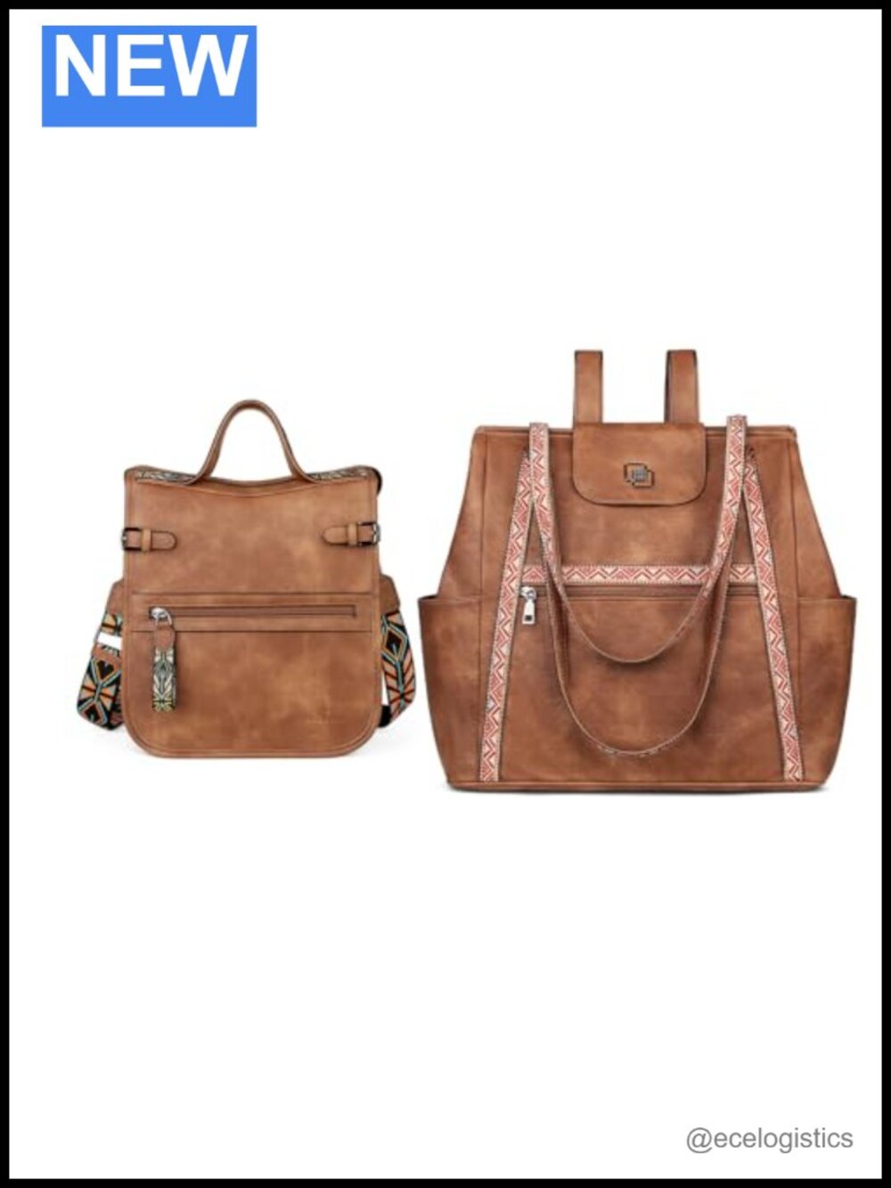 Structured Leather Laptop Tote Crossbody Purse for Work with Detachable Strap